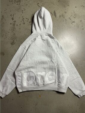 Supreme Light Gray Hoodie with Large Tonal Embossed Logo